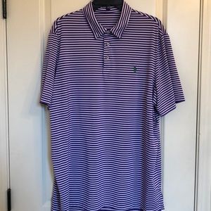 S/S purple striped polo